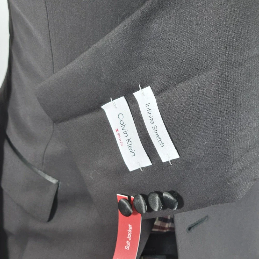 Calvin Klein Men's Tuxedo Jacket MAIN Two Button Black Wool Blend‎ 38R NEW
